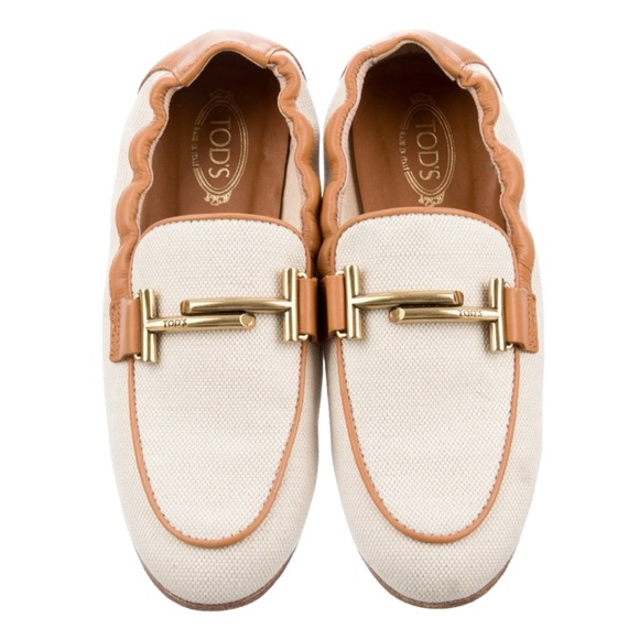 Tod's Shoes - Tod’s Canvas Double T Loafers Eu 38.5 With Dust Bag